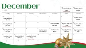 Holiday Parties December Charter Departure Map
