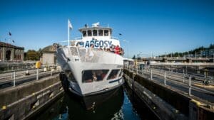 Boat inside the Ballard Locks
